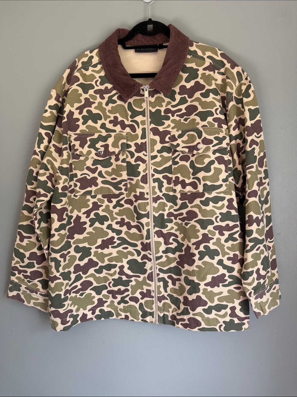 No Boundaries Men’s Duck Camp Full Zip Shirt Barn Chore Work Hunting Jacket 2XL